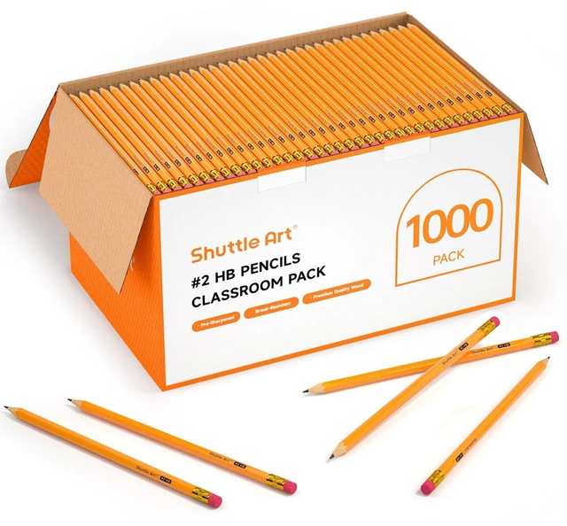 Main image of Wood-Cased #2 HB Pencils, 1000 Pack Sharpened Yellow Pencils with Erasers, Bulk Pack Graphite Pencils for School and Teacher Supplies, Writing, Drawing and Sketching