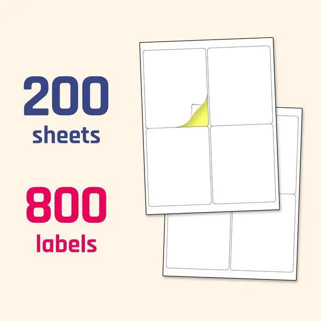 Alt view image 7 of 7 - (4" x 5") 200 Sheets, Large White Labels Stickers - Laser/Inkjet Printable