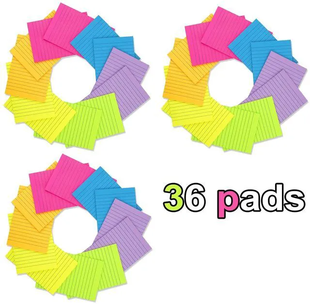 Alt view image 4 of 7 - (36 Pack) Lined Sticky Notes 4x6 in,Bright Large Notepads with Lines Ruled Stickies Super Sticking Power,Office School Memo Note Pads,Post on Windows Doors,Recyclable,Easy to Write on