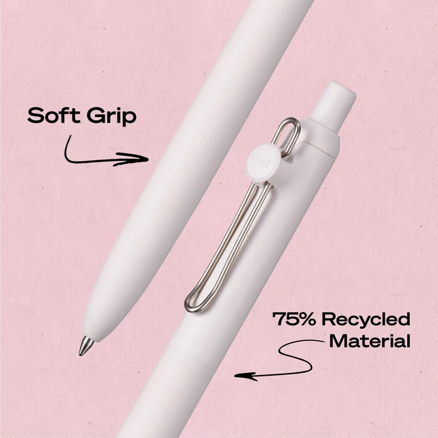 Alt view image 6 of 7 - uniball The Elle Pen Set, Zento Gel Pens, Black Ink, 4 Count Pink Puff included, 0.7mm Medium Point, Retractable, Smooth Writing, Quick-Drying, No Smear, No Bleed