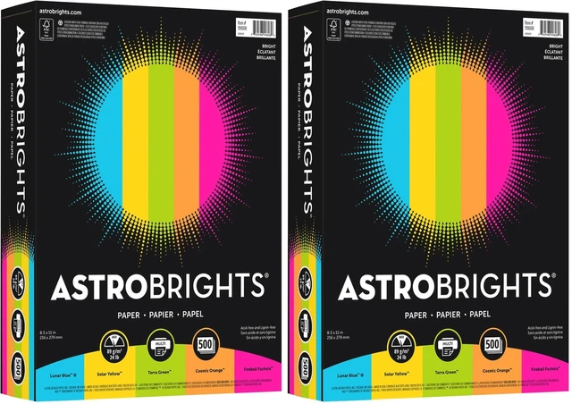 Main image of Astrobrights® Bright Color Paper, Letter Size Paper, 24 lb, Assorted Colors, 500 Sheets (Pack of 2)