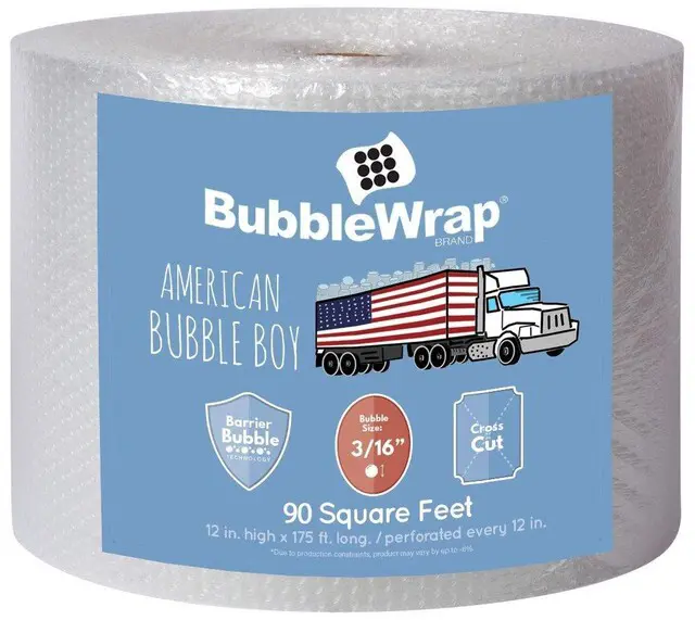 Main image of Bubble Wrap 90', Small 3/16 Cushioning, 90 ft with Perforated Every 12"