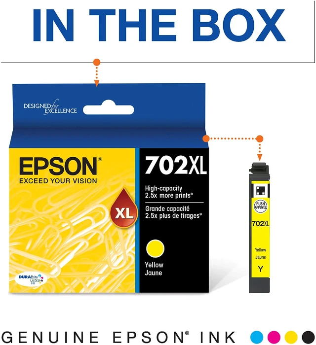 Alt view image 2 of 5 - T702 DURABrite Ultra -Ink High Capacity Yellow -Cartridge (T702XL420) for Select Workforce Pro Printers (Pack of 2)