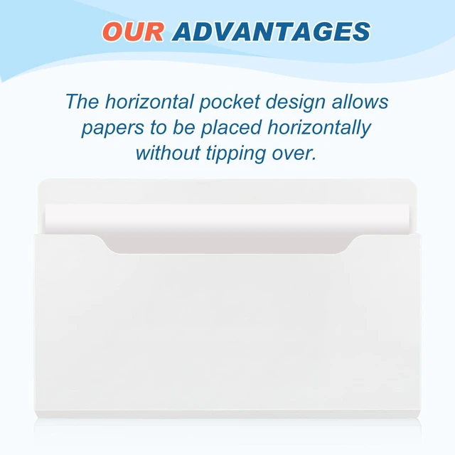 Alt view image 3 of 6 - Magnetic Wall File Holder,6pcs,White,Horizontal-3 Mixed Size Magnetic Organizer Folder for Refrigerator Office, Paper Holder for Mail Letters Magazines, Wall Mount File Pocket