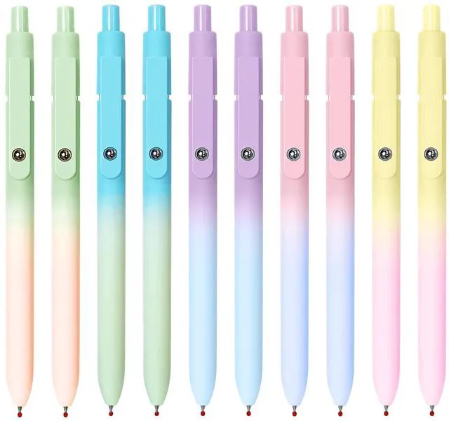Main image of Gel Pens, 10 Pcs Black Ink Pens for Women, 0.7mm Medium Point Smooth Writing Pens with Silicone Grip, High-End Series Metal Clip Retractable Pens for Journaling Note Taking (10 Pcs Pastel)