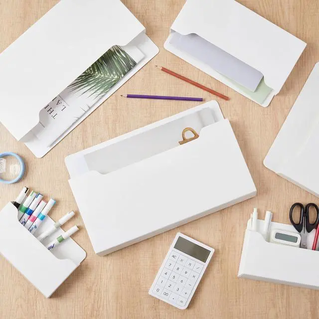 Alt view image 4 of 6 - Magnetic Wall File Holder,6pcs,White,Horizontal-3 Mixed Size Magnetic Organizer Folder for Refrigerator Office, Paper Holder for Mail Letters Magazines, Wall Mount File Pocket