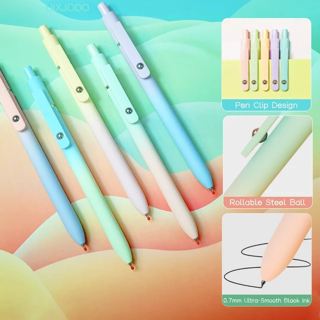 Alt view image 2 of 7 - Gel Pens, 10 Pcs Black Ink Pens for Women, 0.7mm Medium Point Smooth Writing Pens with Silicone Grip, High-End Series Metal Clip Retractable Pens for Journaling Note Taking (10 Pcs Pastel)