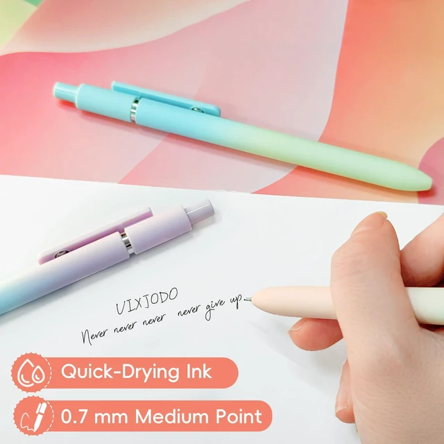 Alt view image 3 of 7 - Gel Pens, 10 Pcs Black Ink Pens for Women, 0.7mm Medium Point Smooth Writing Pens with Silicone Grip, High-End Series Metal Clip Retractable Pens for Journaling Note Taking (10 Pcs Pastel)