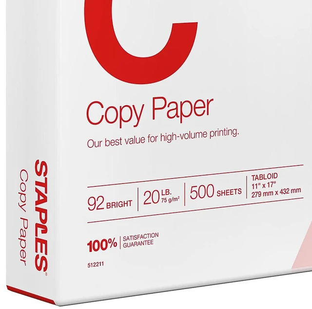 Alt view image 2 of 4 - Copy Paper, 11x17 Inch, 20 lb., 92 Brightness, 500 Sheets/Ream Ledger-size paper for office, school & home. Smooth finish for copiers and printers