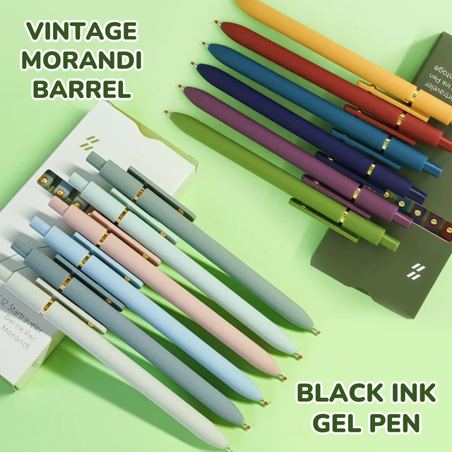 Alt view image 6 of 7 - Gel Pens, 12 Pcs Black Ink Pens for Women, 0.5mm Fine Point Smooth Writing Pens, High-End Series Retractable Pens for Journaling Note Taking (12 Pcs Gold Morandi and Vintage)