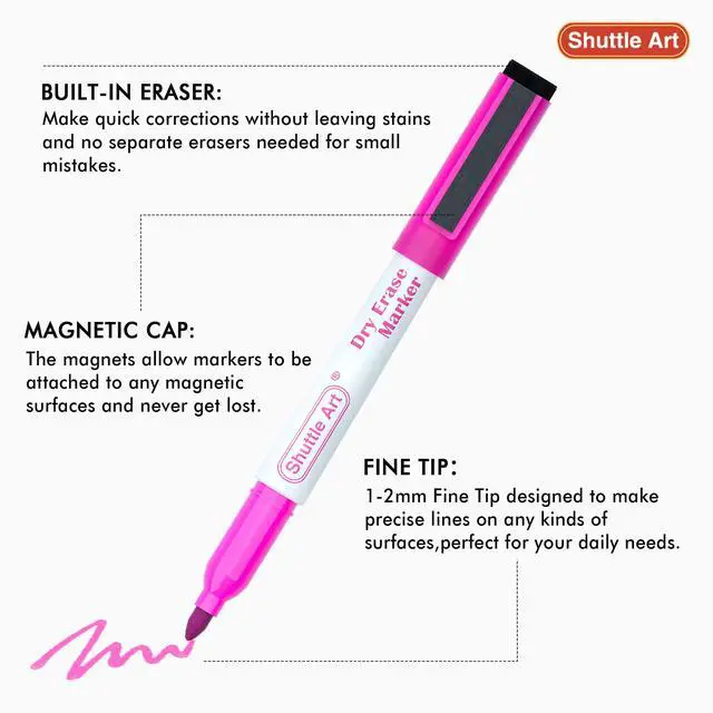Alt view image 4 of 7 - 20 Pack Dry Erase Markers 17 Colors Plus 3 Black Fine Tip Smooth Fine-Point Writing, Clean Dry Wipe Ink, Non-toxic Low-Odor, Perfect for Whiteboards, Classroom & Office Daily Use