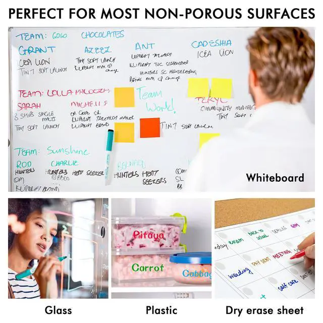 Alt view image 5 of 7 - 20 Pack Dry Erase Markers 17 Colors Plus 3 Black Fine Tip Smooth Fine-Point Writing, Clean Dry Wipe Ink, Non-toxic Low-Odor, Perfect for Whiteboards, Classroom & Office Daily Use