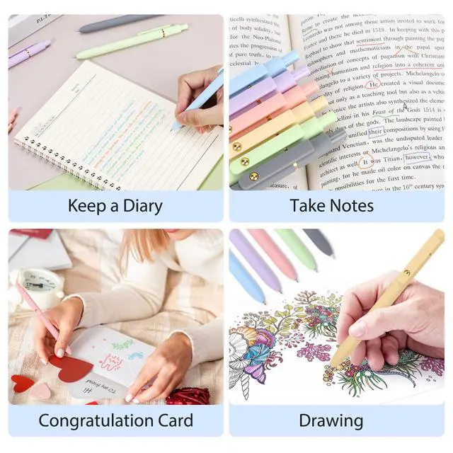 Alt view image 7 of 7 - Colored Gel Pens 24 Pack 0.7mm Medium Point Pens for Journaling Quick-Dry Ink, Smooth Writing Colorful Pens for Note Taking, Doodling, Aesthetic Office School Supplies, Gifts for Women Men