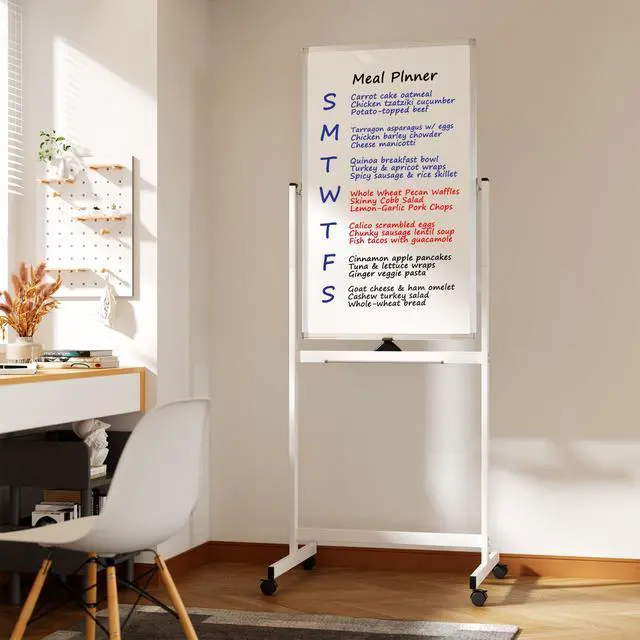 Alt view image 7 of 7 - Large Rolling Whiteboard on Wheels, 40" x 24" Double-Sided Mobile White Board with Stand, Portable Standing Magnetic Dry Erase Board Easel for Home Office Classroom School, Silver