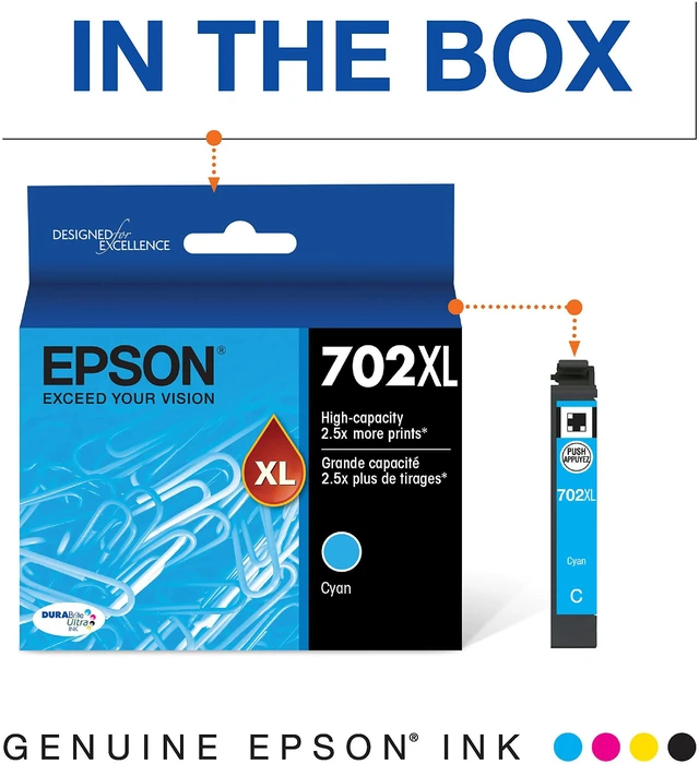 Alt view image 2 of 5 - T702 DURABrite Ultra -Ink High Capacity Cyan -Cartridge (T702XL220-S) for Select Workforce Pro Printers (Pack of 2)