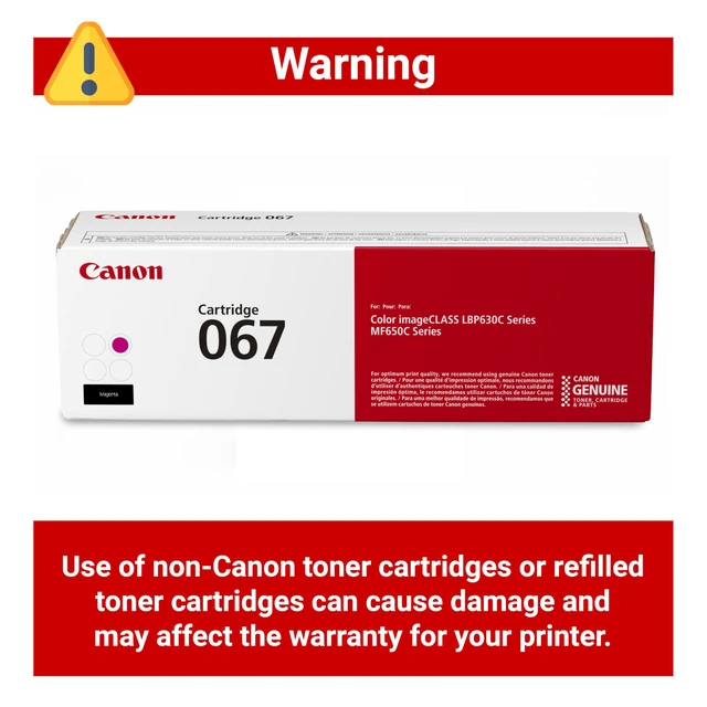 Alt view image 4 of 6 - Genuine 067 Magenta Toner Cartridge Compatible with LBP633Cdw, LBP632Cdw, MF652Cdw, MF653Cdw, MF654Cdw, MF656Cdw