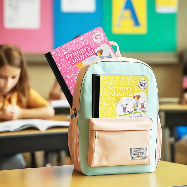 Alt view image 4 of 5 - Primary Composition Notebook K-2, Primary Journal Grades K 2, Preschool, 1st Grade, Kindergarten Notebooks, Primary Ruled - 9.75 x 7.50 - Sturdy Covers - 100 Sheets - Assorted Colors - (12 Pack)