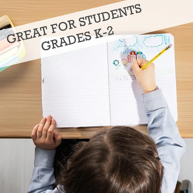 Alt view image 5 of 5 - Primary Composition Notebook K-2, Primary Journal Grades K 2, Preschool, 1st Grade, Kindergarten Notebooks, Primary Ruled - 9.75 x 7.50 - Sturdy Covers - 100 Sheets - Assorted Colors (Bulk - 48 Pack)