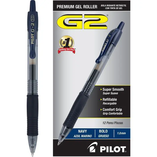 Main image of G2 Premium Rolling Ball Gel Pens, Navy Blue Ink, 12-Pack