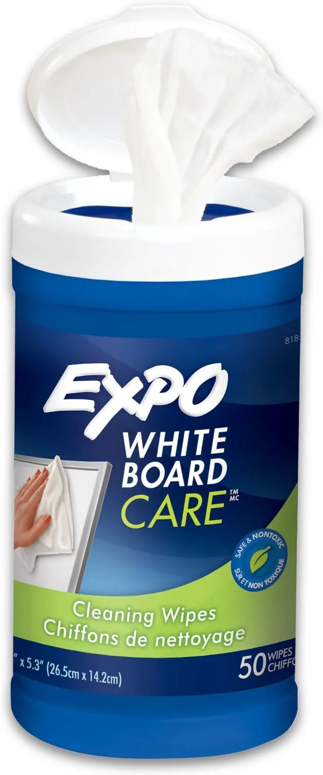 Main image of Whiteboard Care Dry Erase Wipes, Unscented, 50 Count - Home, Office, Teacher, Classroom Supplies, (Pack of 6)