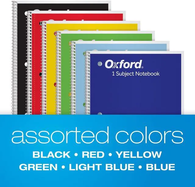 Alt view image 7 of 7 - Spiral Notebooks,1 Subject,Wide Ruled Notebooks for School,8 x 10.5 Inches,70 Sheets,Assorted Colors,Back to School Supplies (65010),6 Count (Pack of 4)