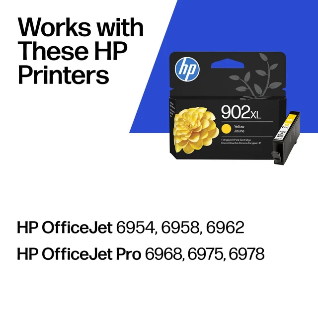Alt view image 2 of 7 - 902XL Yellow High-Yield Ink Cartridge | Works with OfficeJet 6950, 6960, Pro 6960, 6970 Series | T6L86AN
