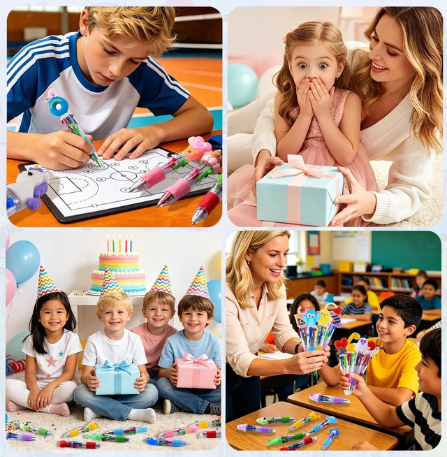 Alt view image 4 of 7 - 60Pcs Mini Multicolor Pens in One 4-in-1, Cute Pens Bulk for Party Favors, Back To School Gifts Delightful Ballpoint Pen Classroom Prizes