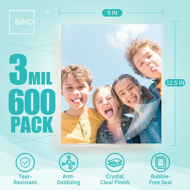 Alt view image 2 of 6 - 3 Mil Thermal Laminating Pouches, 9x11.5 Inches, 600 Pack, Glossy Laminating Sheets for Letter Size, Hold 8.5 x 11 Inches, Ultra Clear, Glossy, Heat Seal, School Office Supplies