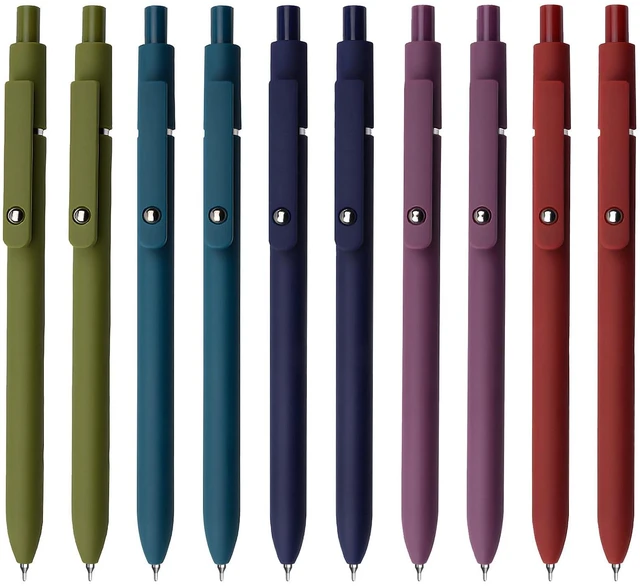 Main image of Gel Pens, 10 Pcs 0.5mm Black Ink Pens Fine Point Smooth Writing Pens with Silicone Grip, High-End Series Metal Clip Retractable Pens for Journaling Note Taking (10 Pcs Vintage)