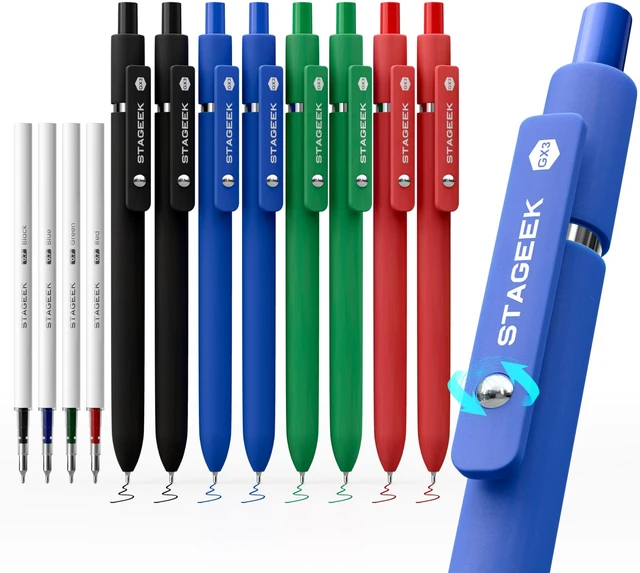 Main image of GX3 Colorful & Multi Colored Gel Pens, 8 Pcs with 4 Refills Quick Dry Colored Pens, 0.7mm Fine Point, Retractable, for Journaling & Note Taking, School Supplies, Gifts for Women & Men