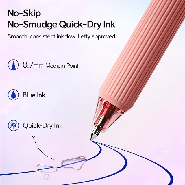 Alt view image 2 of 7 - Gel Pens Fine Point: Blue Ink 0.7mm Retractable 4ct Smooth Writing with Aesthetic Gradient Color Barrel for Journaling Note Taking Silent Click No Smear Nebula Pen Set