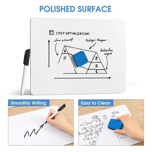 Alt view image 3 of 7 - Double Sided Dry Erase Board, 9'' x 12'' Small White Board, 24 Pack Reusable Double Sided Surface, Easy to Write and Erase, Portable Small Learning Board, Includes 24 Markers and 24 Erasers