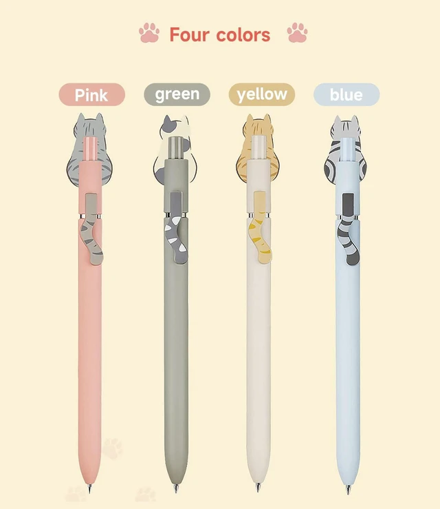 Alt view image 3 of 7 - Cat Pens, 8 Pcs 0.5mm Cute Kawaii Black Ink Fine Point Smooth Writing, High-End Series Cat's Tail Retractable for Journaling Note Taking