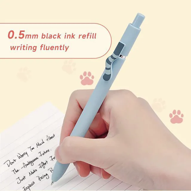 Alt view image 4 of 7 - Cat Pens, 8 Pcs 0.5mm Cute Kawaii Black Ink Fine Point Smooth Writing, High-End Series Cat's Tail Retractable for Journaling Note Taking