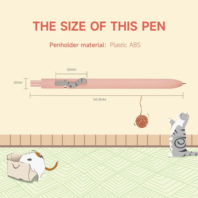 Alt view image 6 of 7 - Cat Pens, 8 Pcs 0.5mm Cute Kawaii Black Ink Fine Point Smooth Writing, High-End Series Cat's Tail Retractable for Journaling Note Taking