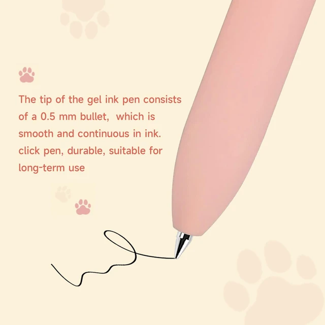 Alt view image 7 of 7 - Cat Pens, 8 Pcs 0.5mm Cute Kawaii Black Ink Fine Point Smooth Writing, High-End Series Cat's Tail Retractable for Journaling Note Taking