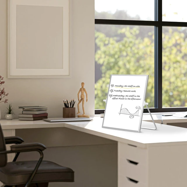 Alt view image 5 of 7 - Double-Sided Magnetic White Board with Stand, 14" x 11" Dry Erase Board with Stand, Desktop Whiteboard Easel, Portable Small White board dry erase for Drawing, Office, Home