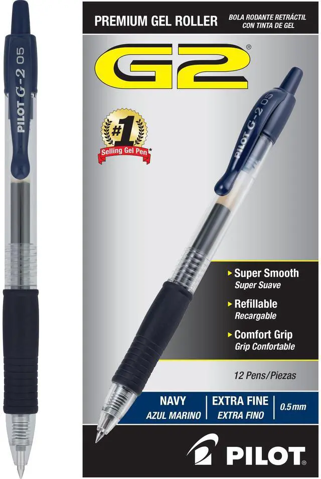 Main image of G2 Premium Rolling Ball Gel Pens, 0.5mm, Navy Blue Ink, 12-Pack