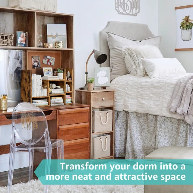 Alt view image 3 of 7 - Desk Shelves Desktop Organizer Shlef - Rustic Office Organization for Top of Desk Organizers and Accessories Corner Bookshelf Table Top Shelving Small Hutch Decorations for Office