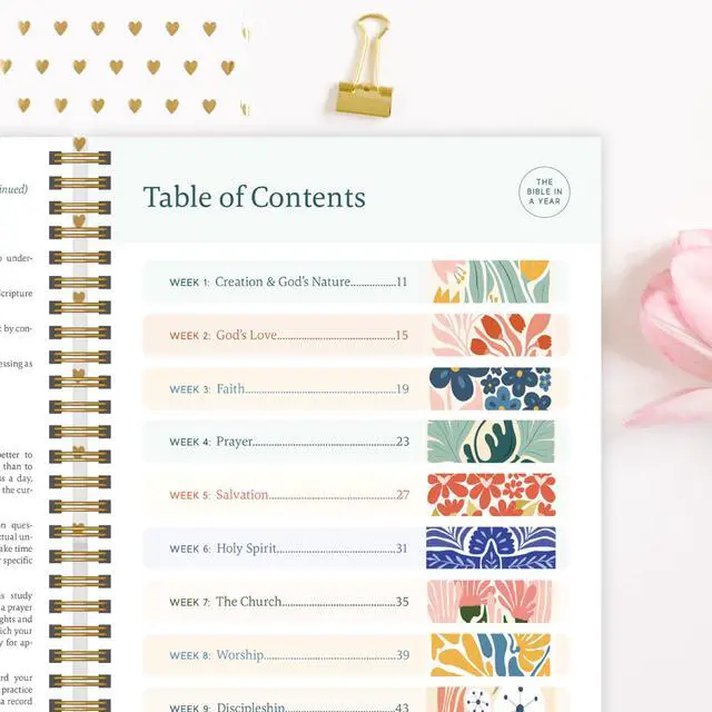 Alt view image 3 of 7 - Official in a Year, 52 Week Bible Study Guide (Floral) 52-Week Guided Reading Plan, Daily Devotional & Bible Study Journal for Women, Adults & Teens, Wide Margins for Notes, 8.5x11