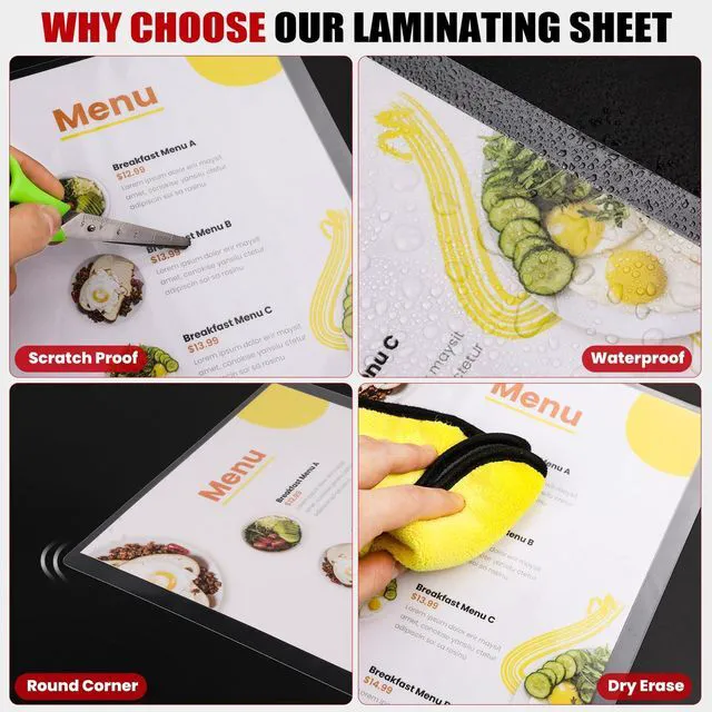 Alt view image 6 of 7 - Thermal Laminating Pouches,150 Pack Laminating Sheets, 5 Mil 9 x 11.5 Inches Lamination Sheet Paper for Laminator, Round Corner Letter Size, Office and School Supplies