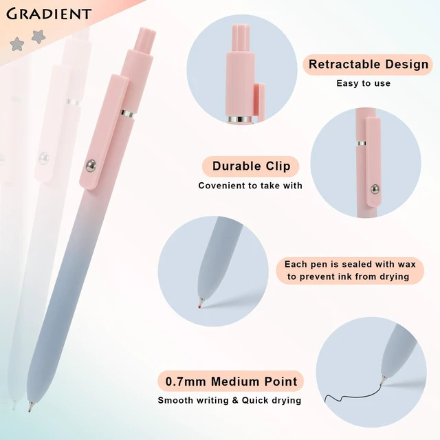 Alt view image 6 of 6 - 10pcs Gel Pens Black Ink Medium Point 0.7mm Pens Smooth Writing High-End Series Cute Pens for Journaling Note Taking, Office School Supplies Gifts for Women and Men