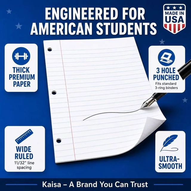 Alt view image 3 of 7 - loose Leaf Paper Filler Paper 1800 Sheets 8"x10.5",Wide Ruled, 3-Hole Punched for 3-Ring Binders, Carton of 12pack