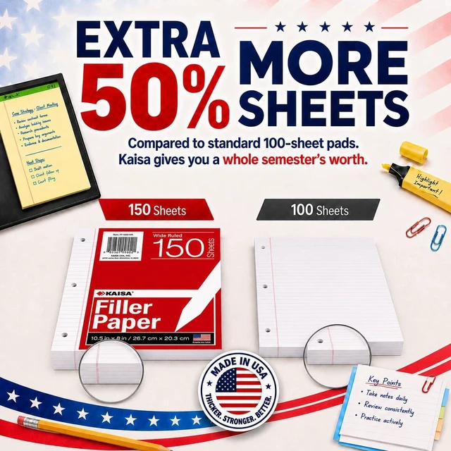 Alt view image 5 of 7 - loose Leaf Paper Filler Paper 1800 Sheets 8"x10.5",Wide Ruled, 3-Hole Punched for 3-Ring Binders, Carton of 12pack