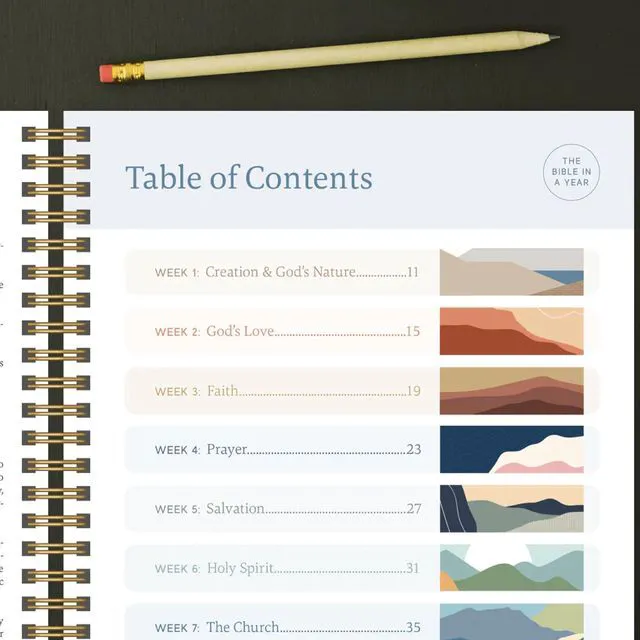 Alt view image 3 of 7 - Official in a Year, 52 Week Bible Study Guide (Mountains) 52-Week Guided Reading Plan, Daily Devotional & Bible Study Journal for Adults & Teens, Wide Margins for Notes, 8.5x11