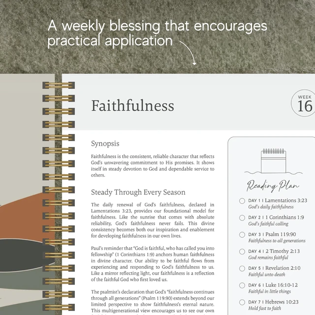 Alt view image 6 of 7 - Official in a Year, 52 Week Bible Study Guide (Mountains) 52-Week Guided Reading Plan, Daily Devotional & Bible Study Journal for Adults & Teens, Wide Margins for Notes, 8.5x11
