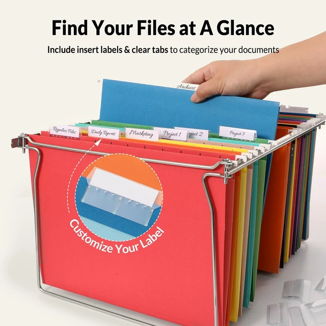 Alt view image 2 of 7 - Hanging File Folders, 50 Pack Letter Size Hanging File Folders with 1/5-cut Tabs, Stay Organized for Your Home and Office Bulk File, Documents and Paper,10 Assorted Colors