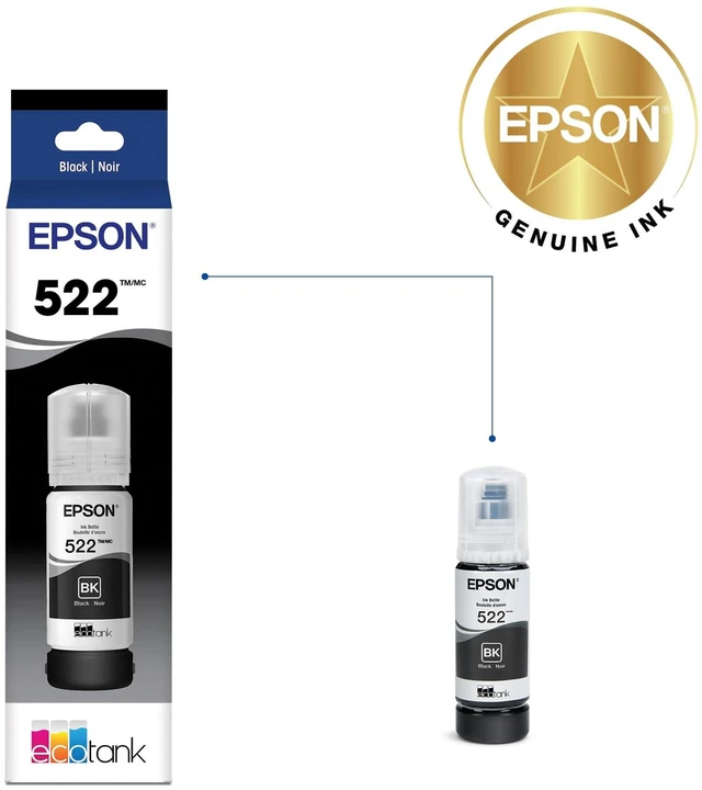 Alt view image 2 of 7 - 522 EcoTank Black Ink, Ultra-High Capacity Bottle (T522120-S), Compatible with EcoTank 2720, 2800, 2803, 2840, 4700, 4800, 4810 (Pack of 2)