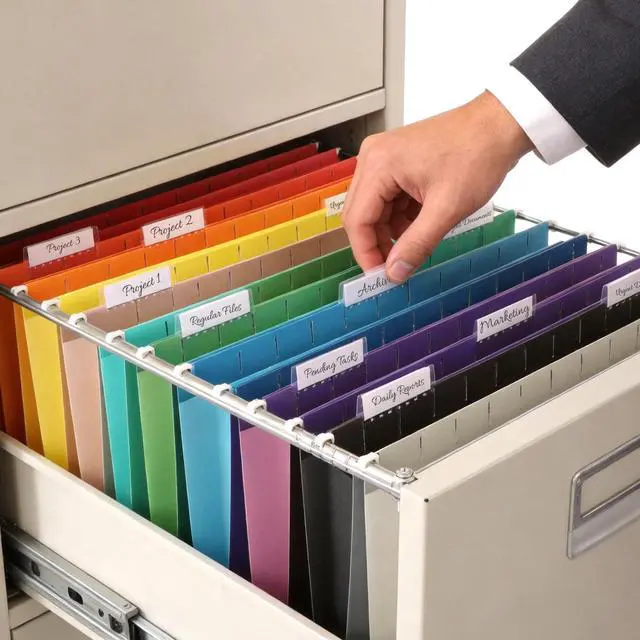 Alt view image 7 of 7 - Hanging File Folders, 50 Pack Letter Size Hanging File Folders with 1/5-cut Tabs, Stay Organized for Your Home and Office Bulk File, Documents and Paper,10 Assorted Colors