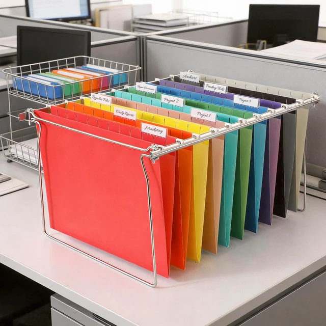 Alt view image 6 of 7 - Hanging File Folders, 50 Pack Letter Size Hanging File Folders with 1/5-cut Tabs, Stay Organized for Your Home and Office Bulk File, Documents and Paper,10 Assorted Colors